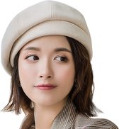 HIQIU Vintage ballonmuts voor dames, paraplumuts, winter, warme baret cap, achthoekige pet voor herfst en winter, geel, M