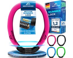 NEXTCOVER® Cijferslot Fietsslot - Het origineel - (SAFESECURE) Hoge veiligheid - Fietssloten met 5-cijferige cijfercode, cijferslot fiets staal - Fietsslot perfect voor e-bike - Kettingslot Roze