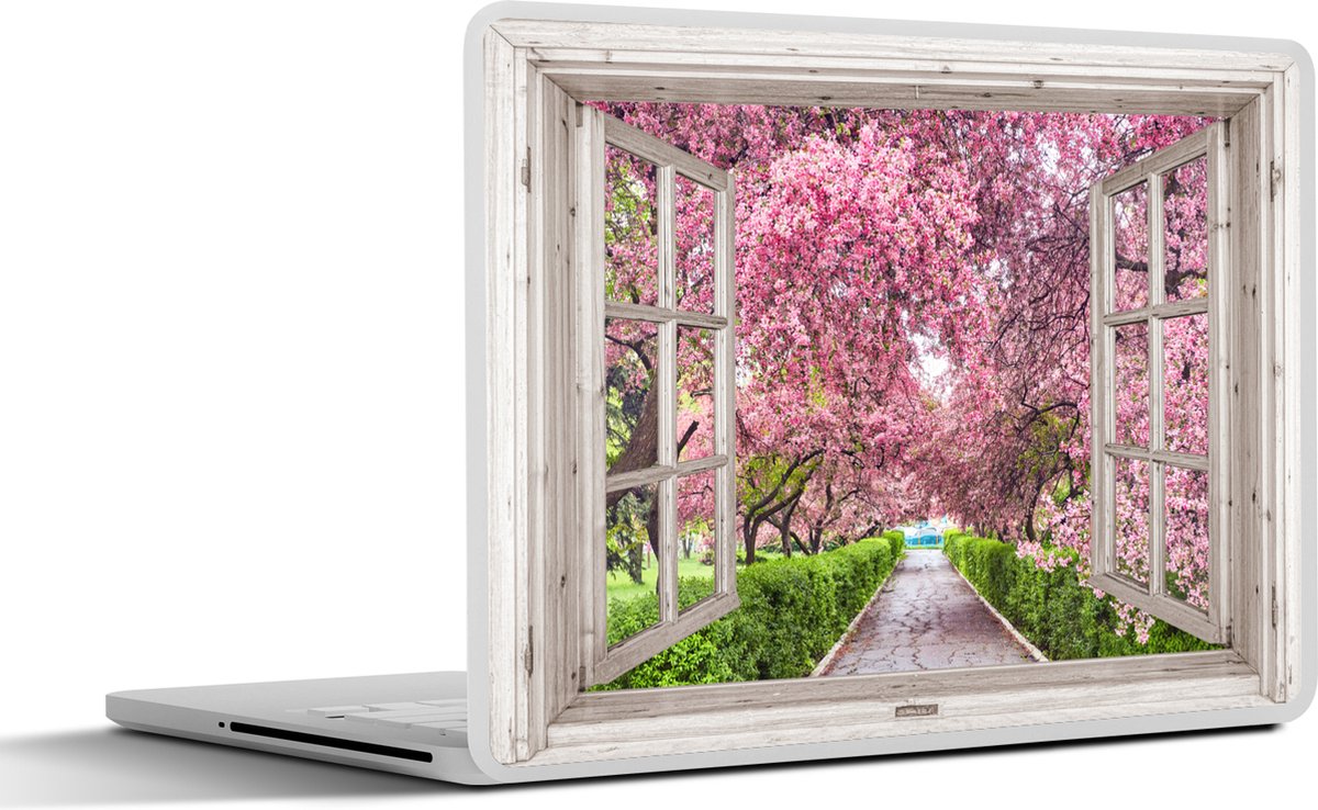 Laptop sticker - 13.3 inch - Japans - Sakura - Bloesem - Boom - Bloesem takken - Doorkijk - 31x22,5cm - Laptopstickers - Laptop skin - Cover