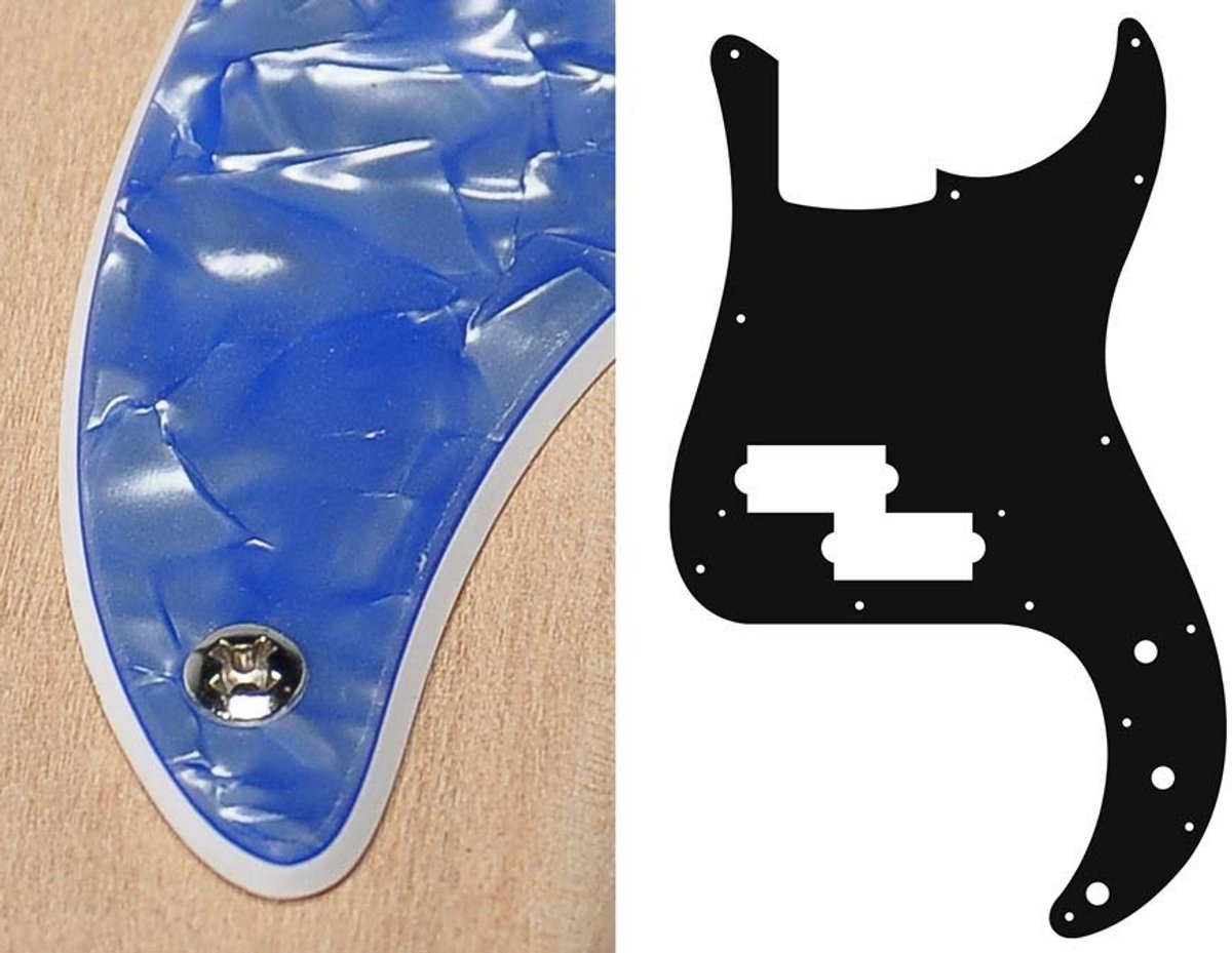 Boston PB-215-POB pickguard, Puncher bass, standard, 2 ply, pearl ocean blue