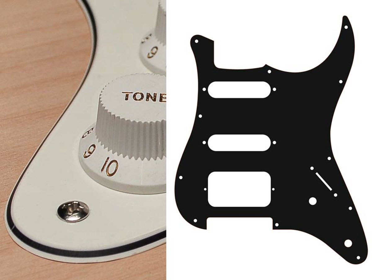 Boston ST-322-VW pickguard, Stallion, SSH, 2 pot holes, 3-5 switch, 3 ply, vintage white