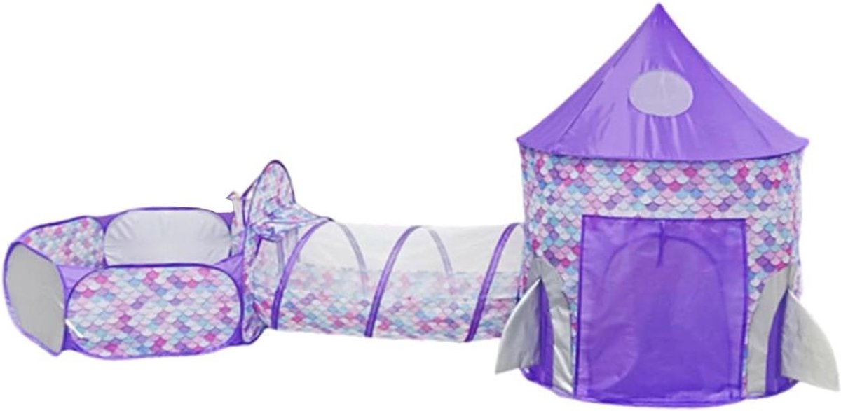 Opvouwbare speeltent voor kinderen Pop-up tent voor binnen en buiten Speelhuis voor het opbergen van speelgoed Draagtas Paarse zeemeermin