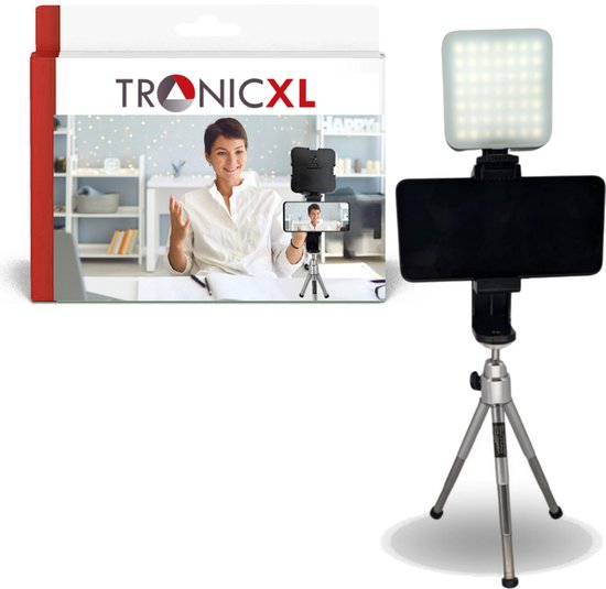 Foto: Tronicxl tripod10 mini smartphone statief met licht perfect voor influencer en meer tripod draaibaar met led lamp uitbreiding voor flits houder standaard voor uw mobiele telefoon foto en video opname in hoogte verstelbaar