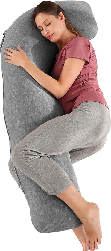 Zijslaapkussen voedingskussen - comfortkussen voor volwassenen - lichaamskussen voor slapen en moeder met katoenen overtrek