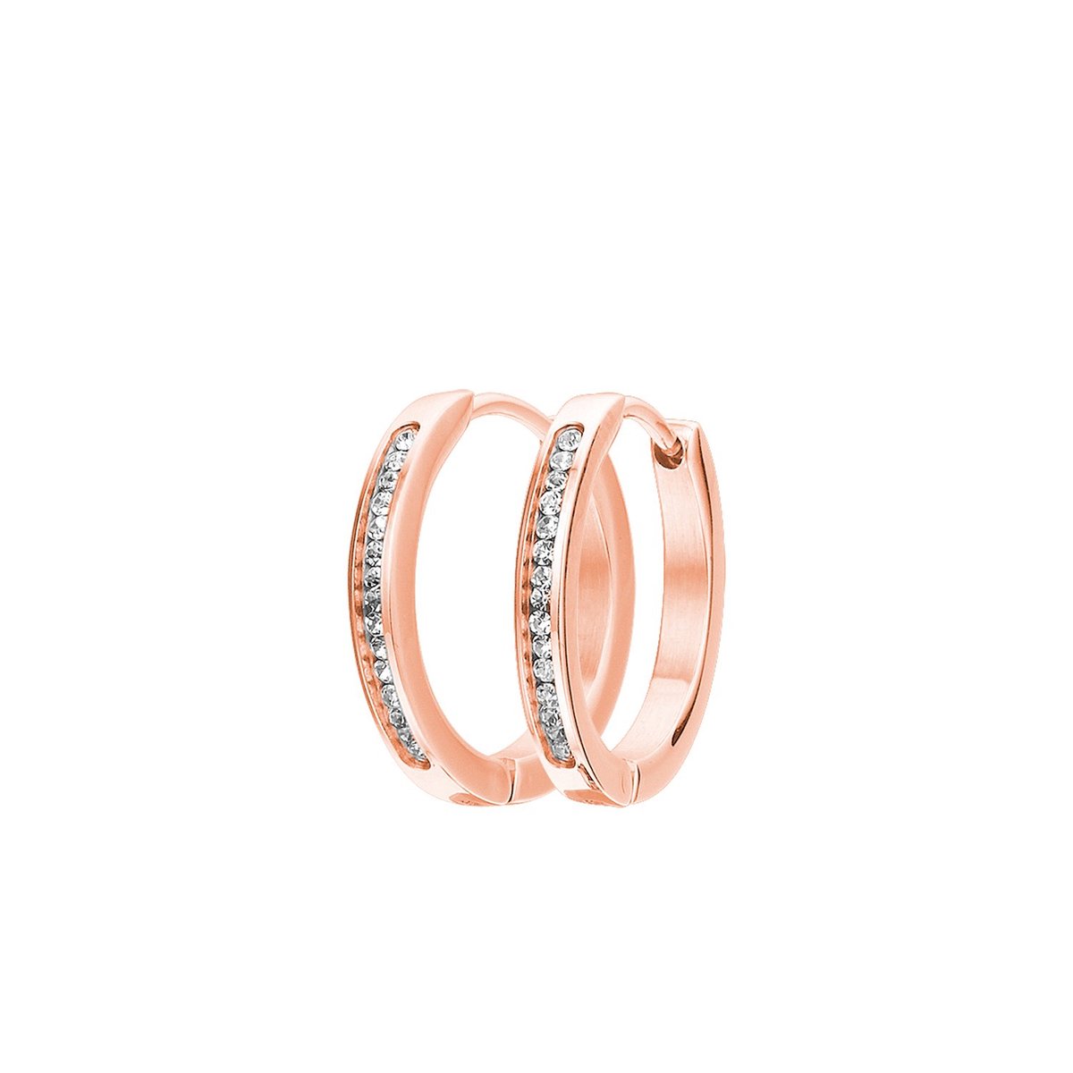 Lucardi Dames Roséplated oorbellen kristal - Oorbellen - Cadeau - Staal - Rosékleurig