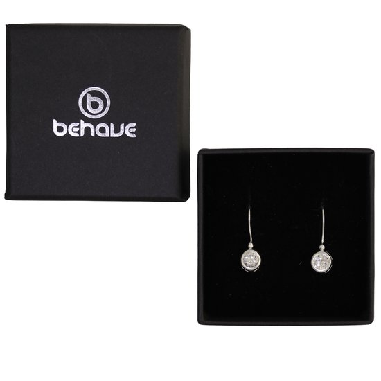 Behave - Boucles d'oreilles - Argent sterling 925 - Boucles d'oreilles pendantes avec pierre de zircone transparente