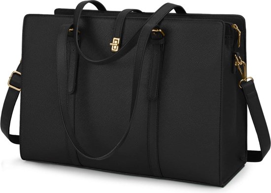 Grand sac noir etanche pour ordinateur portable pour femme 156 pouces en cuir PU Sac. bol