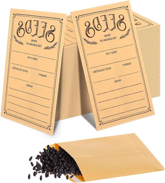 Self Sealing Seed Envelopes Pack with Collection Template - Kraft Paper ...