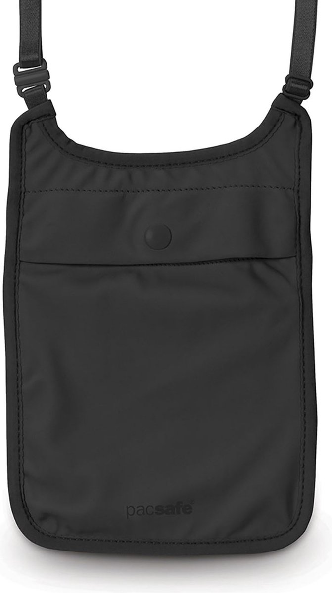 Pacsafe Geheim Nektasje-zakje - 17.5 x 11 x 0.3 cm - Waterafstotend - Wasbaar - Zwart