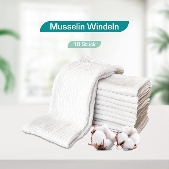 Premium spuugdoeken - hydrofieldoekjes set van 10 - stoffen luiers 50 x 30 cm - ecologisch multifunctioneel van Celio Bella — afbeelding 4
