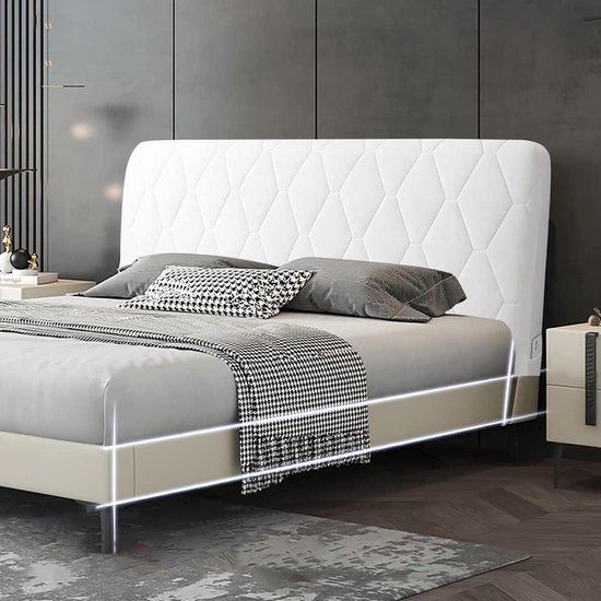 Couvre tête de lit - housse élastique - coton européen - lavable - décoration chambre - blanc crème - 210 cm