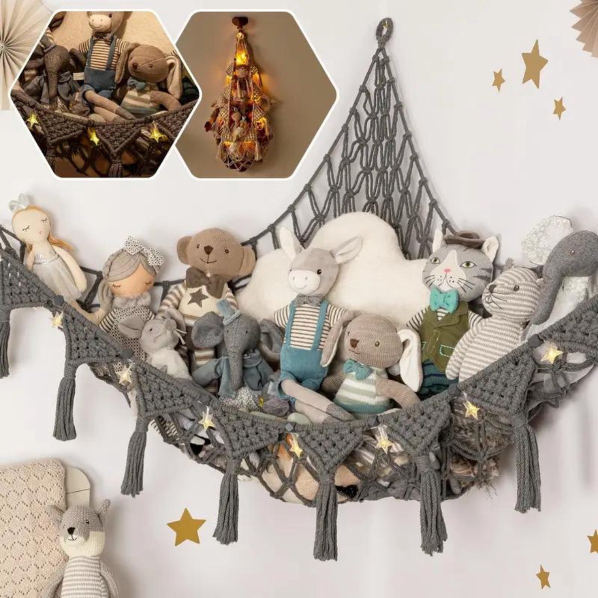 Nivard Knuffel Net - Hangmat - Speelgoed - Opbergsysteem - Hangmat Voor Knuffels - Organizer - Wit