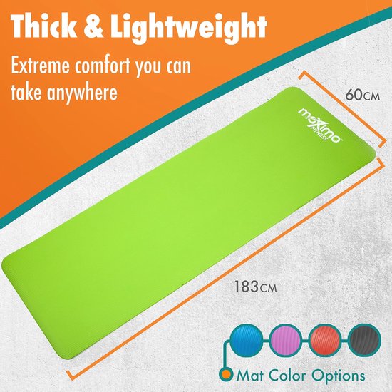 Dikke Premium Yogamat - Multifunctionele Fitnessmat - 183 cm x 60 cm x 1,2 cm - Ideaal voor Yoga, Pilates en Gym - Groene Trainingsmat — afbeelding 2