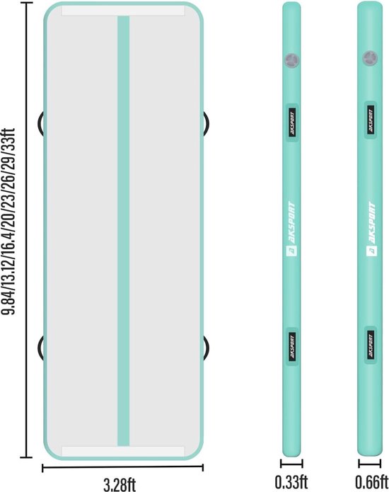 Lamlingo 2/3/4/5/6/7/8/9/10/11/12/15M Air Track Tumbling Mat Opblaasbare Gymnastiekmat Airtracks Matten met Elektrische Luchtpomp voor Thuisgebruik Binnen Buiten/Tuimelen/Gym/Training Gebruik