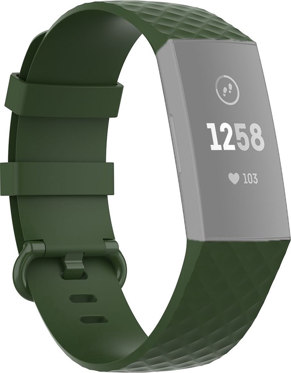 Scoby - Horloge Siliconen Bandje - Geschikt voor Fitbit Charge 3 & 4 - Groen - Maat M/L