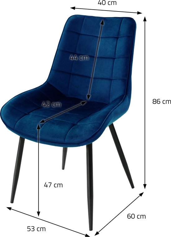 Set van 4 eetkamerstoelen Linares ribstof donkerblauw