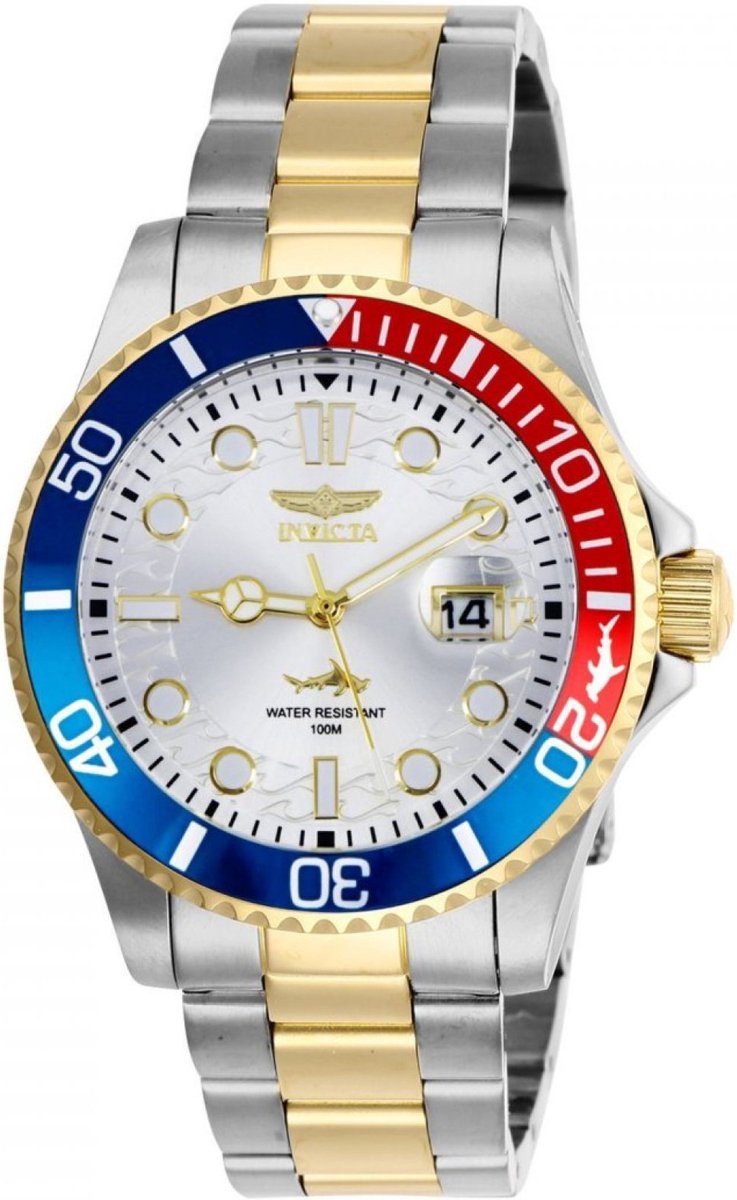 Invicta Pro Diver 44710 Heren Horloge - Waterdicht - Analoog - Quartz Uurwerk - Roestvrij Staal met zilveren Wijzerplaat - 43mm