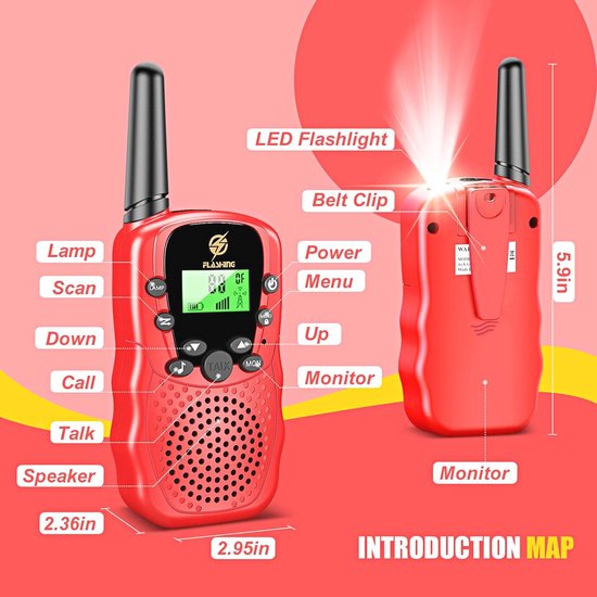 Adeokay Walkietalkie voor kinderen, speelgoed vanaf 3, 4, 5, 6, 7, 8