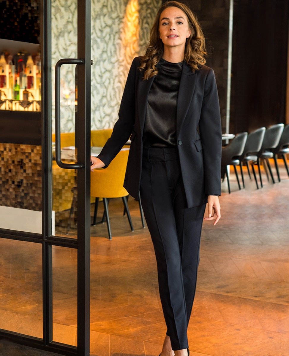 Je m'appelle Travelstof Dames Broek Chino Met stretch - Zwart - Maat M op Prijzenvolger.com