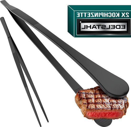 Menz Kookpincet, roestvrij staal, zwart pincet, keuken, 30 cm