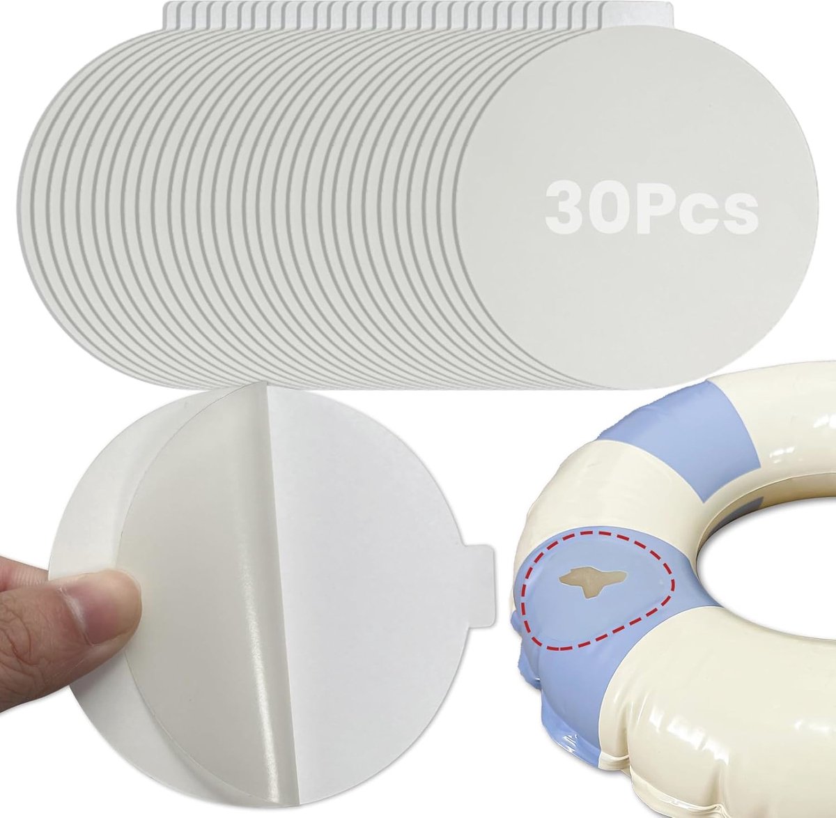 Opblaasbare reparatieset 30 stuks - waterdichte reparatietape voor luchtbedden, springkasteelen en zwembaden - 7,5 cm TPU