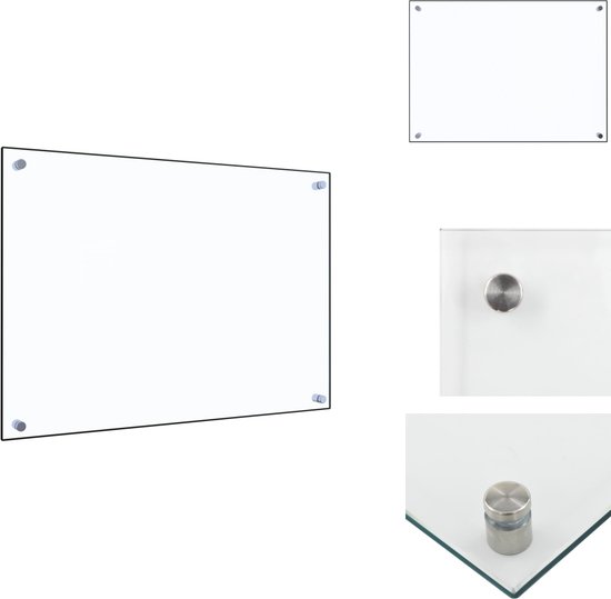 vidaXL Pare-éclaboussures de Cuisine - Pare-éclaboussures de Cuisine - Paroi arrière de cuisine - Murs arrière de Cuisine - Pare-éclaboussures de cuisine 70x50 cm Verre trempé Transparent