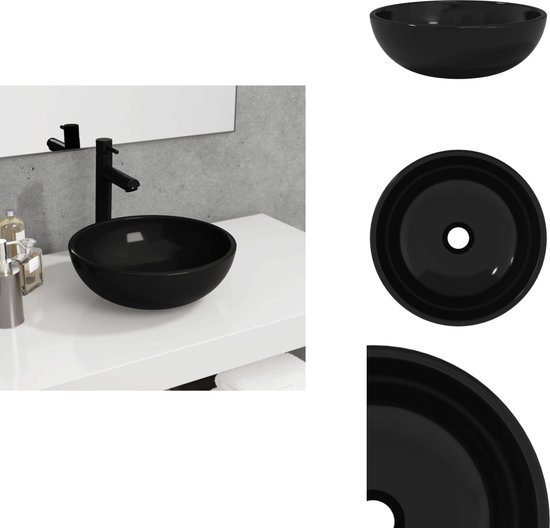 Collage d'un lavabo rond noir brillant en verre trempé.