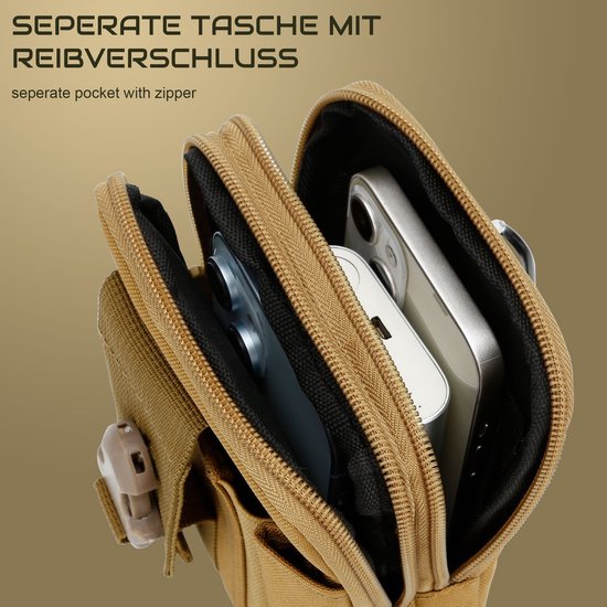 Pochette tactique Molle – Sac banane utilitaire EDC – Camping Randonnée Équipement extérieur – Support pour téléphone portable – Noir