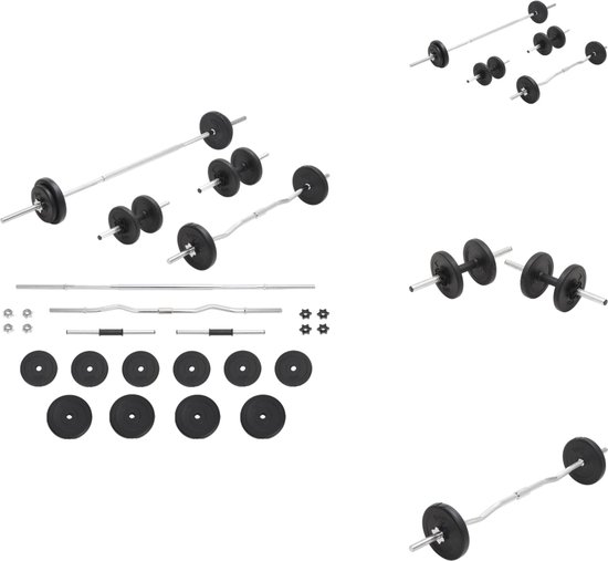 vidaXL Halter 15 kg Dumbbell Dumbbellset Halterset Krachttraining Sport Kracht Sportschool Gewichtheffen Gewichten Halters Sporten Krachtsport