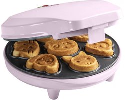 Bestron Wafelijzer - AAW700P - 700W- Mini cakes - Dierenvormpjes - Roze - 5 jaar garantie