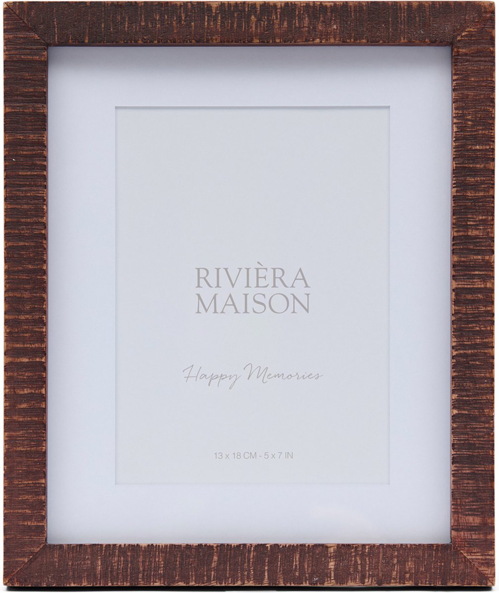 Riviera Maison Fotolijst Naturel - Adrienne 13x18 met Houten Frame - Hout, Glas - (LxBxH) 1x25x20