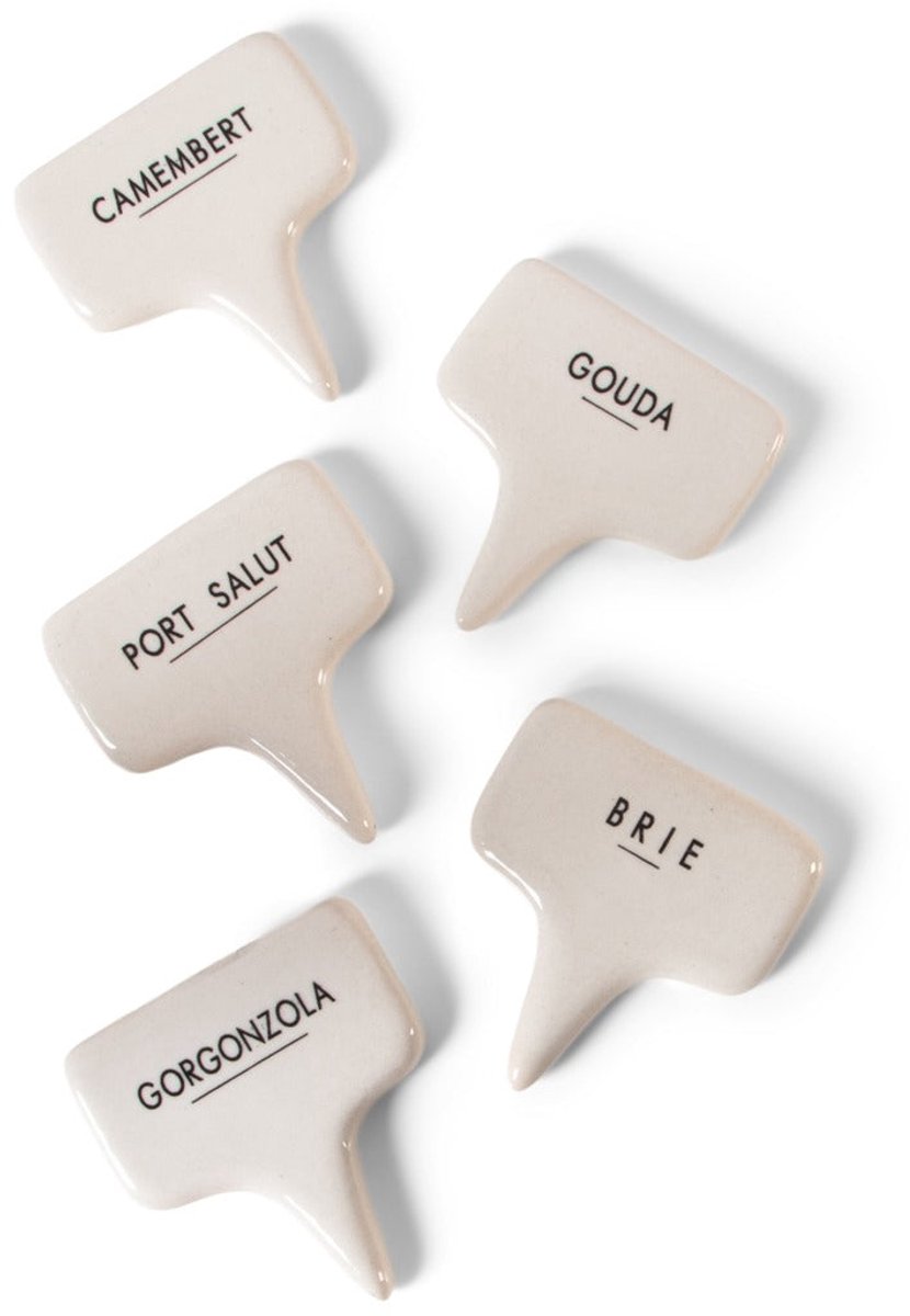 JENS Living - Keramieken kaasmarkers 'Say Cheese' (Set van 5)