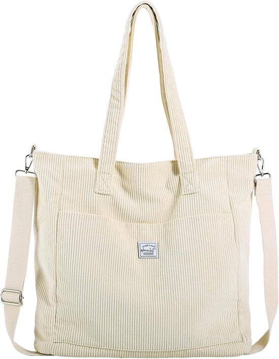 VASCHY Shopper Tasche Damen Aus Canvas - Große Handtasche Mit Reißverschluss
