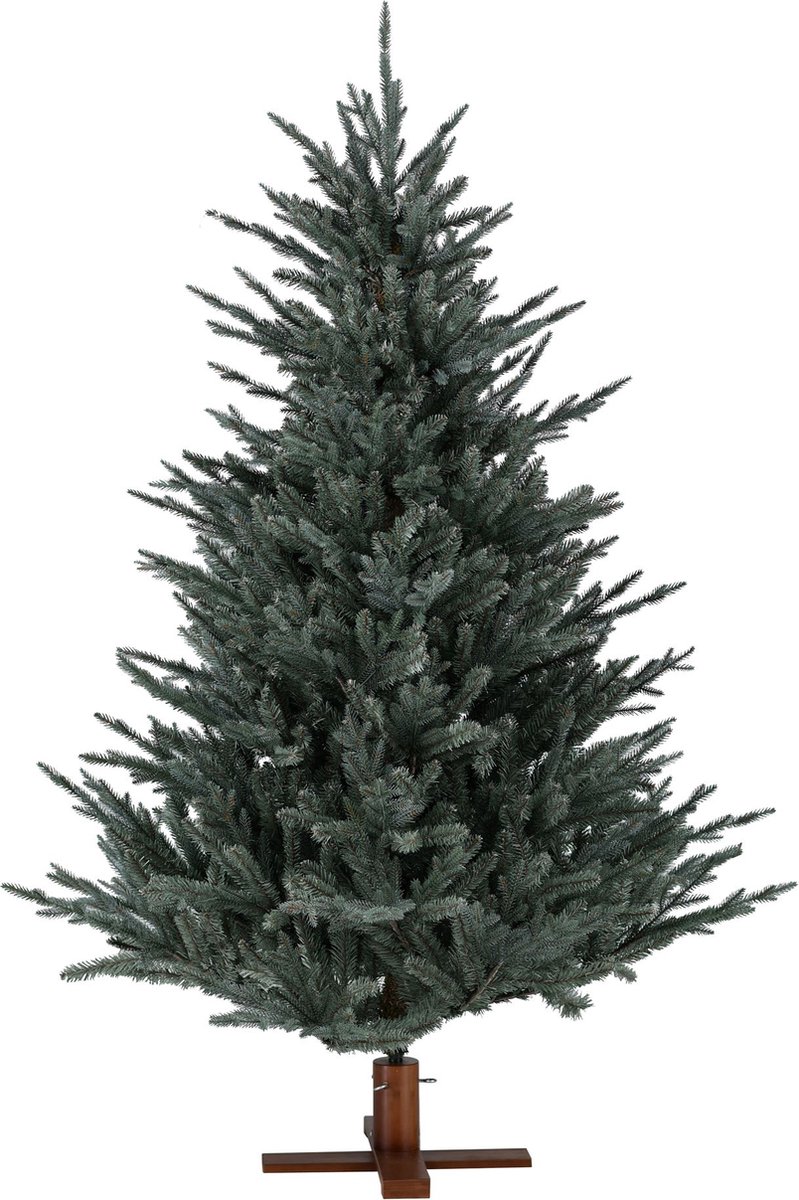 Arkansas Frosted Blue kunstkerstboom - 152 cm - Blauw - Ø114 cm - 1668 tips - Houten voet