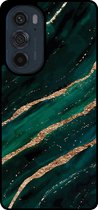 Smartphonica Coque de téléphone pour Motorola Edge 30 Pro avec impression marbrée - Coque arrière en TPU design marbre - Vert Or pour Motorola Edge 30 Pro