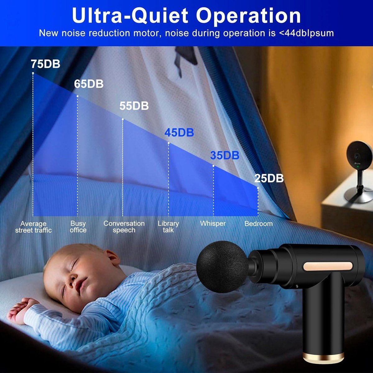 Afbeelding 2 van Ultra-stil mini spiermassagegeweer - 6 snelheden, 4 massagekoppen, LCD-scherm - draagbare elektrische stimulators om spierpijn te verlichten Massage gun