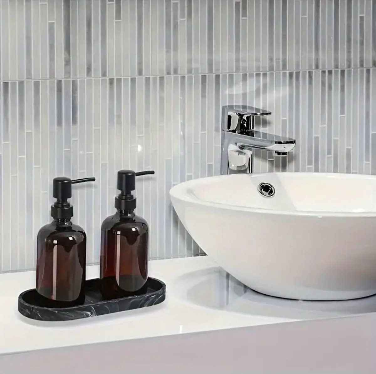 Plateau Décoratif En Silicone Style Marbre Blanc - Pour Salle De Bain, Coiffeuse, Rangement