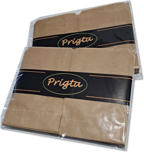 Prigta - Sacs en papier / sacs cadeaux - Marron - 10x16 cm - 200 pièces - 50 gr/ m2 natron kraft