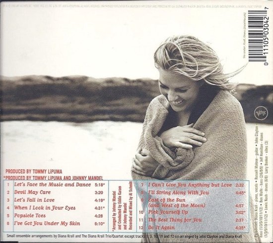 Diana Krall met gebreide deken, lach.