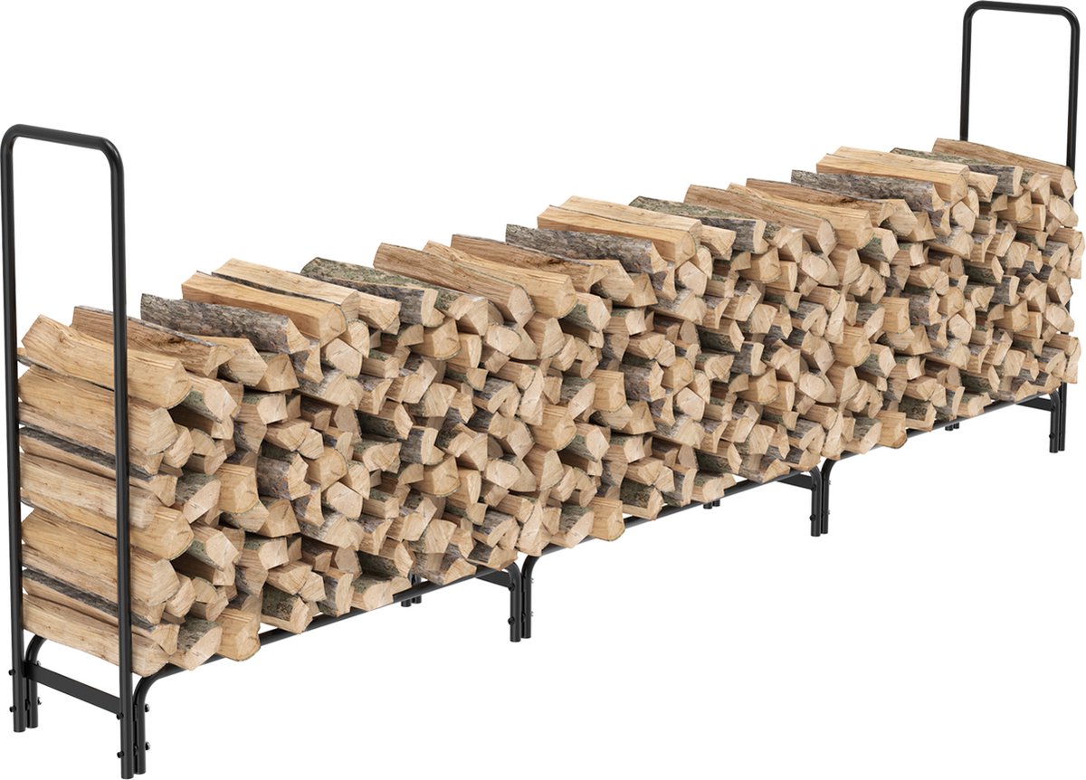 EliteNest Hout Log Rek Heavy Duty Brandhout Opslag Metaal Voor Patio en Haard Duurzaam Design 233 x 35 x 118 cm