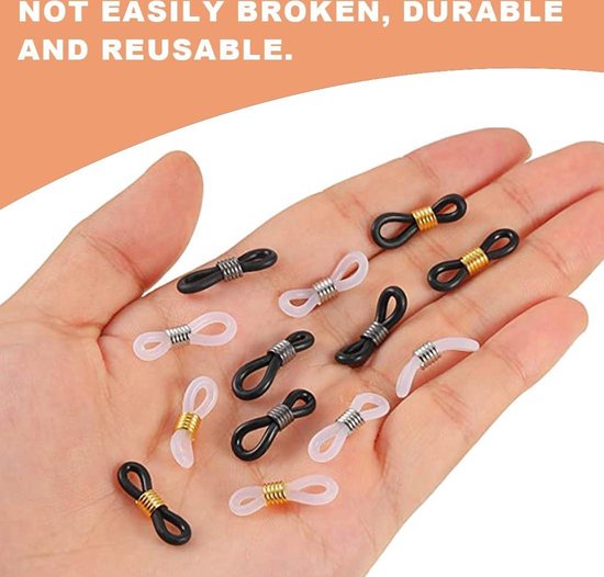 Healifty 100pcs Eyeglass Ketting Eindigt Siliconen Bril Connector Verstelbare Anti-Slip Rubber Koord Retainer voor Oogglazen Houder Ketting Ketting Ketting