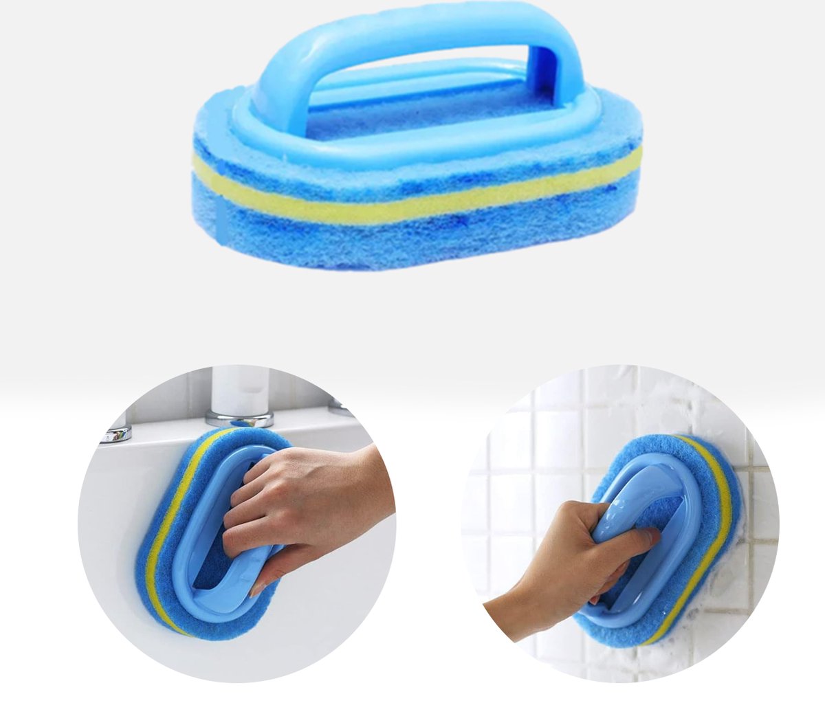 Goedkoopste Spons Schoonmaakborstel Met Handvat - Draagbare Scrub Borstel - Multifunctionele Spons Borstel - Spons Schoonmaakborstel - LOUZIR