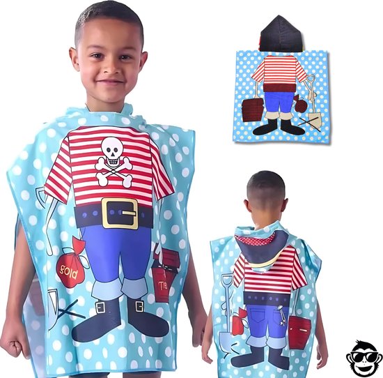 BoefieBoef Kinder Badponcho - Baby Badcape - Microfiber Kleuter Badjas Met Capuchon - Kerst Cadeau - Peuter Strandponcho Voor Kinderen tot 6 jaar - 60x90cm - Piraat Schat Rood - jongens - meisje - Peuter - Zomer - Strandlaken - Surfponcho -Dreumes van BoefieBoef — afbeelding 5