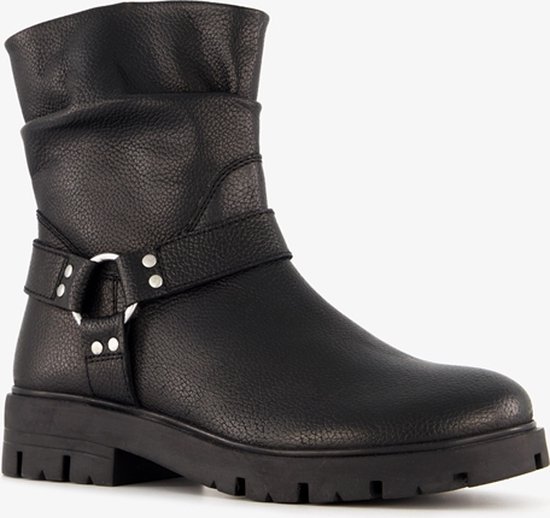 Foto: Groot leren meisjes biker boots zwart maat 36