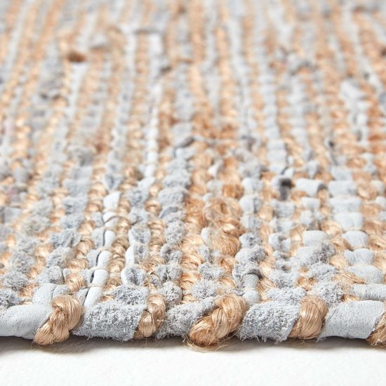 Homescapes Tapis cuir et chanvre Madras, Beige 66 x 200 cm