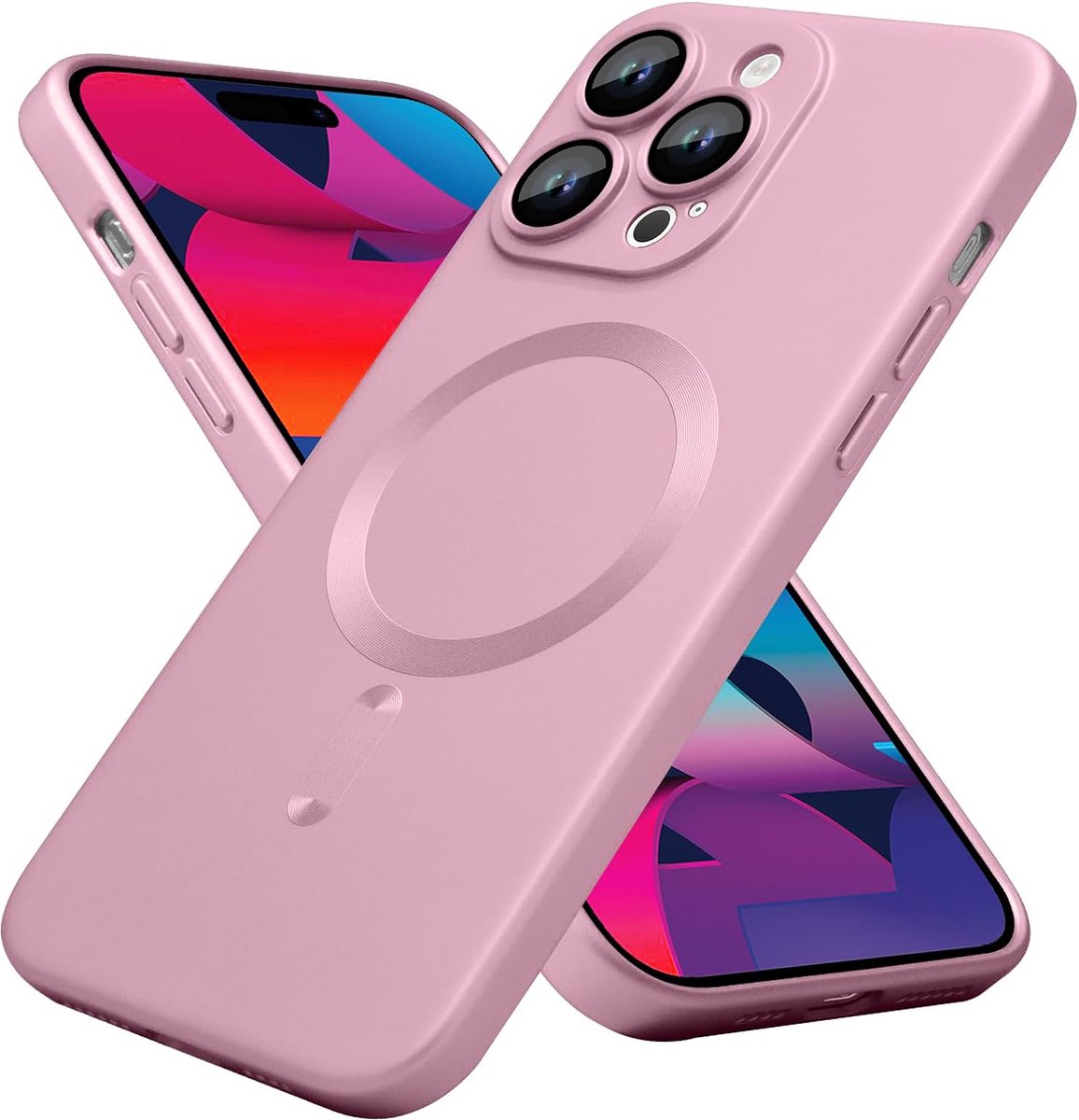 Casemania Hoesje Geschikt voor Apple iPhone 16 Pro Max - Roze - Matte Siliconen Back Cover - Geschikt voor MagSafe