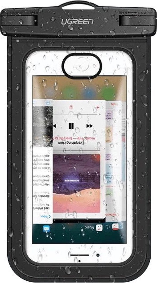 Ugreen - universele - waterdichte hoes telefoonhoesje - (max - 6,0) - voor - zwembad - aan - het - water - IPX8 - zwart - (50919 - LP186)