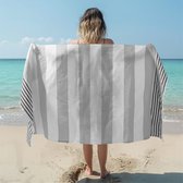 JEMIDI hamamdoek 180 x 100 cm - Sneldrogende sauna handdoek - 100% katoen - Als badlaken strandlaken picknickkleed of pareo - Licht- en donkergrijs