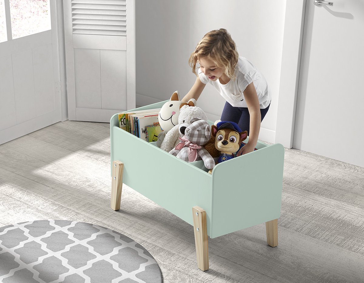 LUCEVI - Kiddy Speelkoffer - Speelgoedkist - Hout - Groen - 80x39x48cm