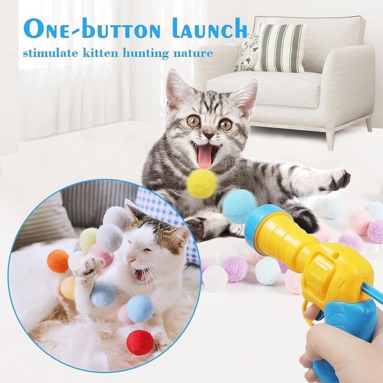 MisFun Kattenspeelgoed, speelgoed, kat, kattenspeelgoed, interactief kattenspeelgoed, 100 ballen, kattenbal, speelgoed, kat, pluche bal, plastic, geruisloos kattenspeelgoed voor katten binnen